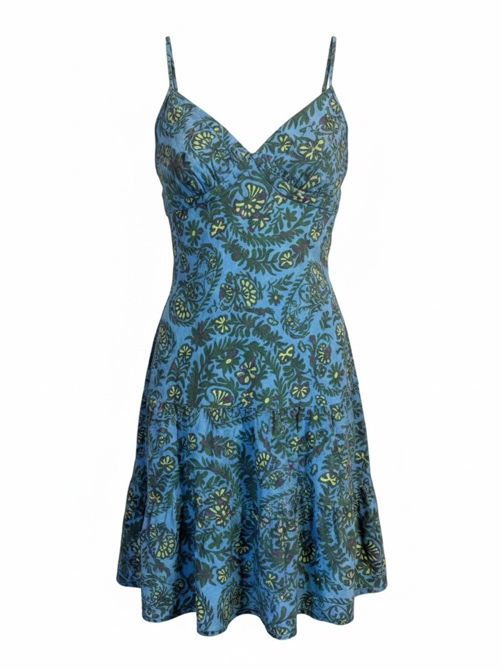 Vintage Gap Blue Floral-Print Spaghetti Strap Dress